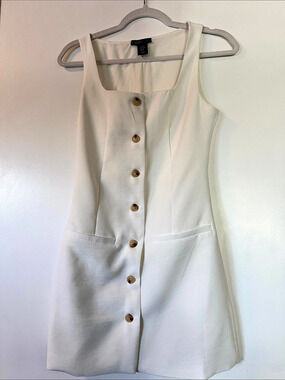 Sincerely Jules White Button-Front Sleeveless Mini Dress White XS